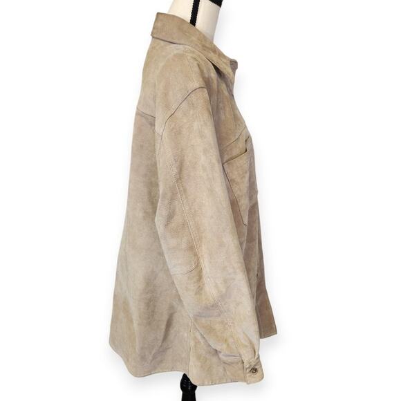Y2K Vntg Suede Leather Monterey Bay Clothing Co. Button Down Tan Jacket Women XL - Picture 4 of 11